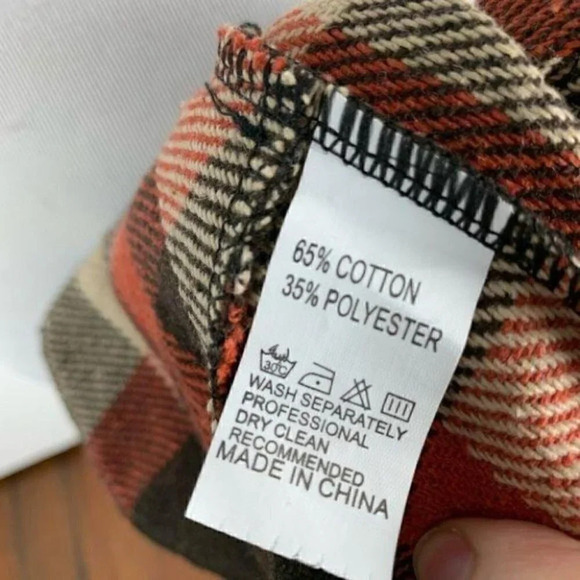 sweater size M plaid open front faux leather - Picture 8 of 9